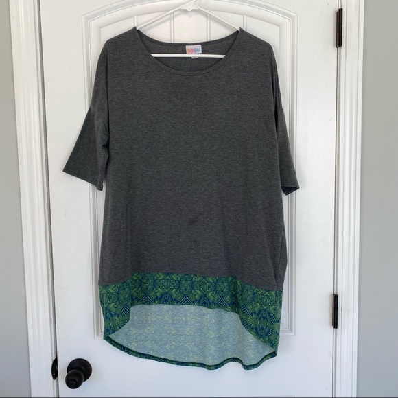 LulaRoe Gray & Green Irma Tunic Size Medium - Picture 1 of 6
